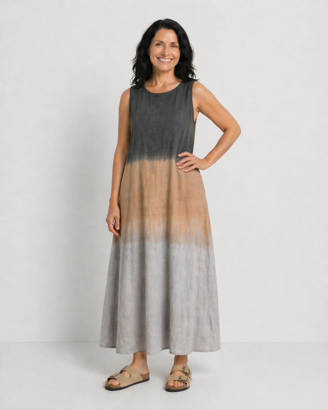 ELISA | VESTIDO MIDI DEGRADADO SIN MANGAS