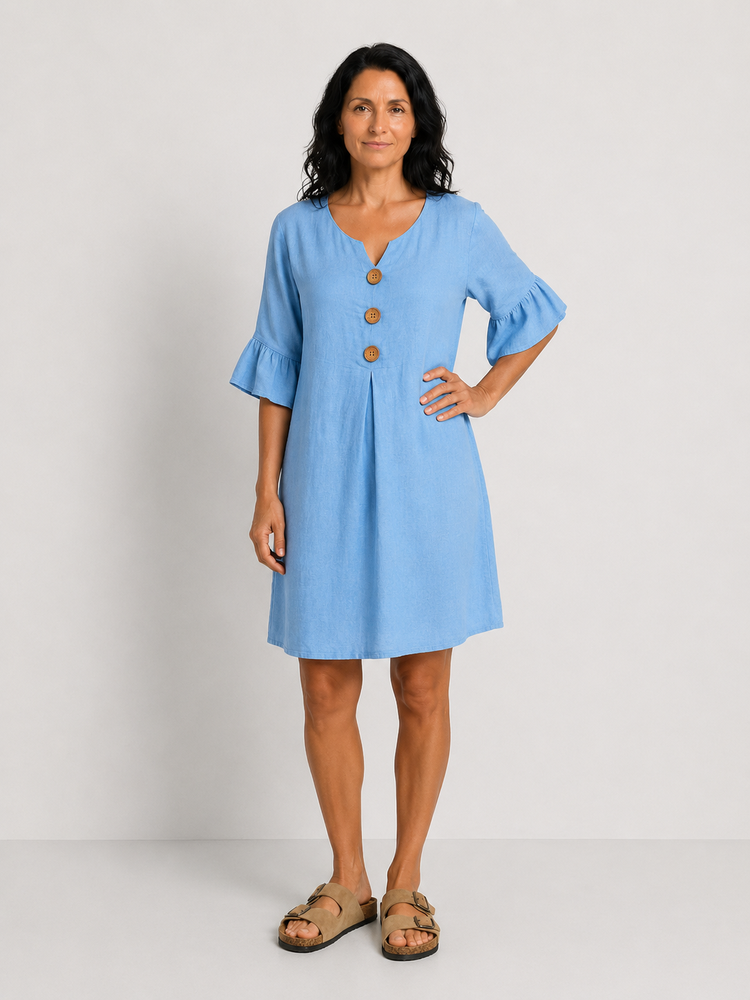SOFÍA | VESTIDO HOLGADO CON BOTONES EFECTO MADERA