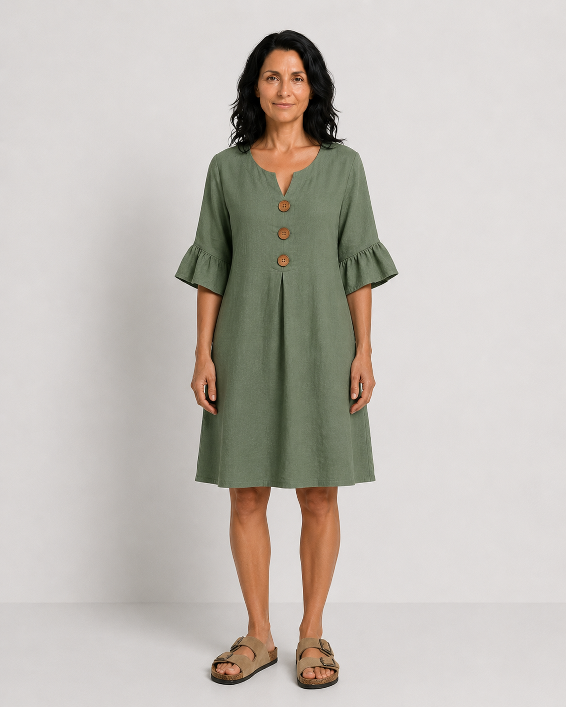 SOFÍA | VESTIDO HOLGADO CON BOTONES EFECTO MADERA