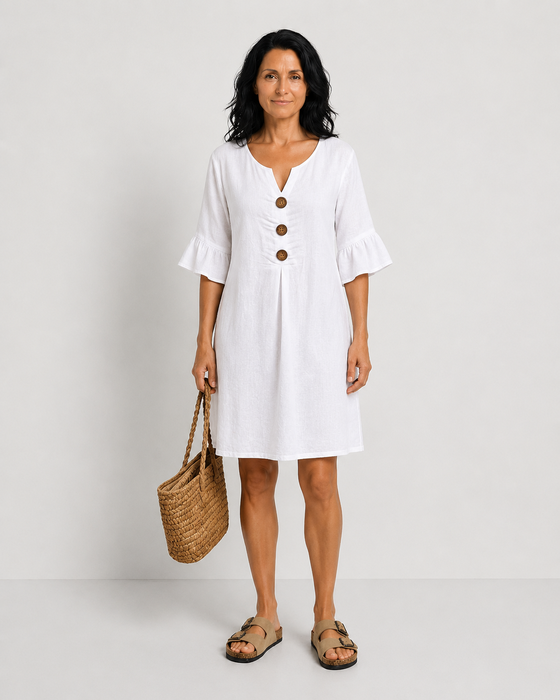 SOFÍA | VESTIDO HOLGADO CON BOTONES EFECTO MADERA