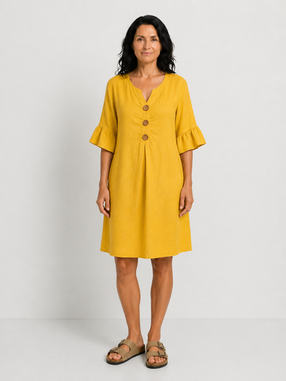 SOFÍA | VESTIDO HOLGADO CON BOTONES EFECTO MADERA