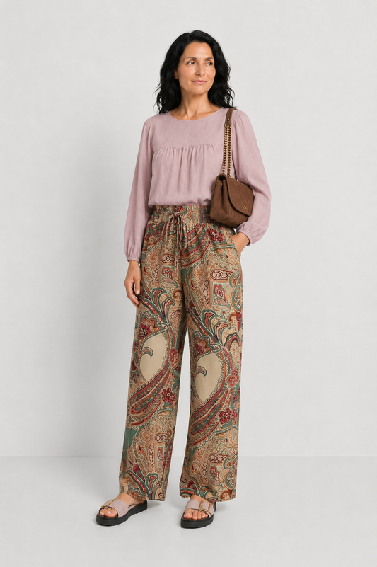 NATALIA | PANTALONES HOLGADOS CON ESTAMPADO ELEGANTE