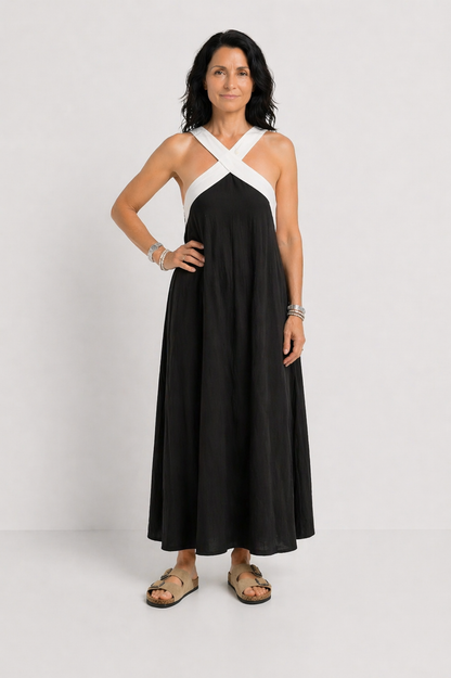 PAULA | VESTIDO MIDI CON DETALLES EN CONTRASTE