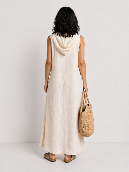 INÉS | VESTIDO MAXI SIN MANGAS CON CAPUCHA