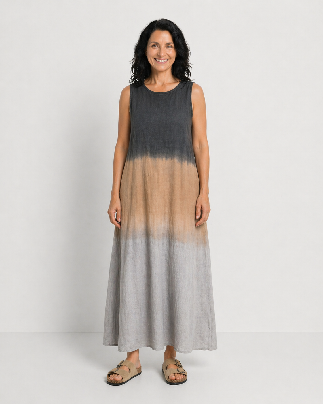 ELISA | VESTIDO MIDI DEGRADADO SIN MANGAS