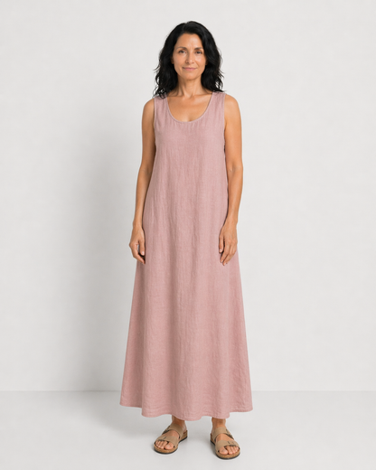 PALOMA | VESTIDO MIDI SIN MANGAS Y CUELLO REDONDO