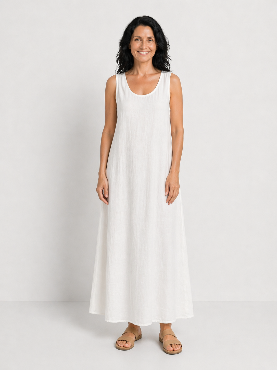 PALOMA | VESTIDO MIDI SIN MANGAS Y CUELLO REDONDO