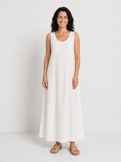 PALOMA | VESTIDO MIDI SIN MANGAS Y CUELLO REDONDO