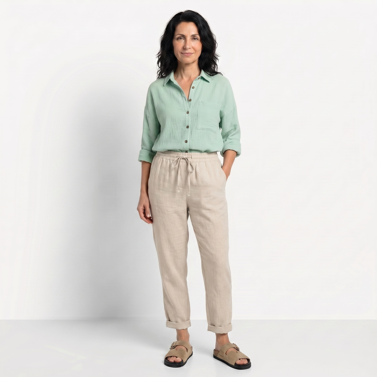 ALBA | PANTALONES DE LINO CON CINTURA ELÁSTICA