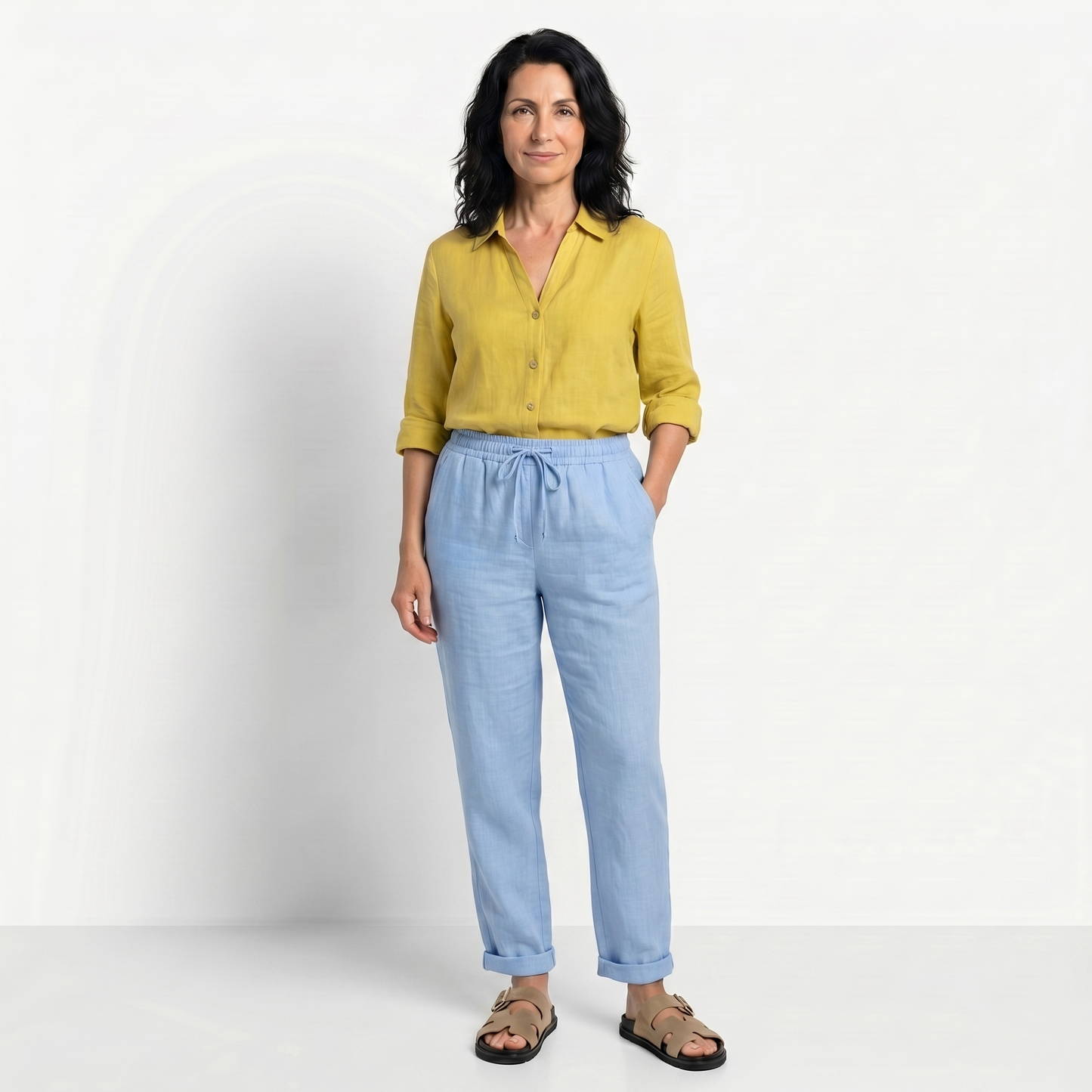 ALBA | PANTALONES DE LINO CON CINTURA ELÁSTICA