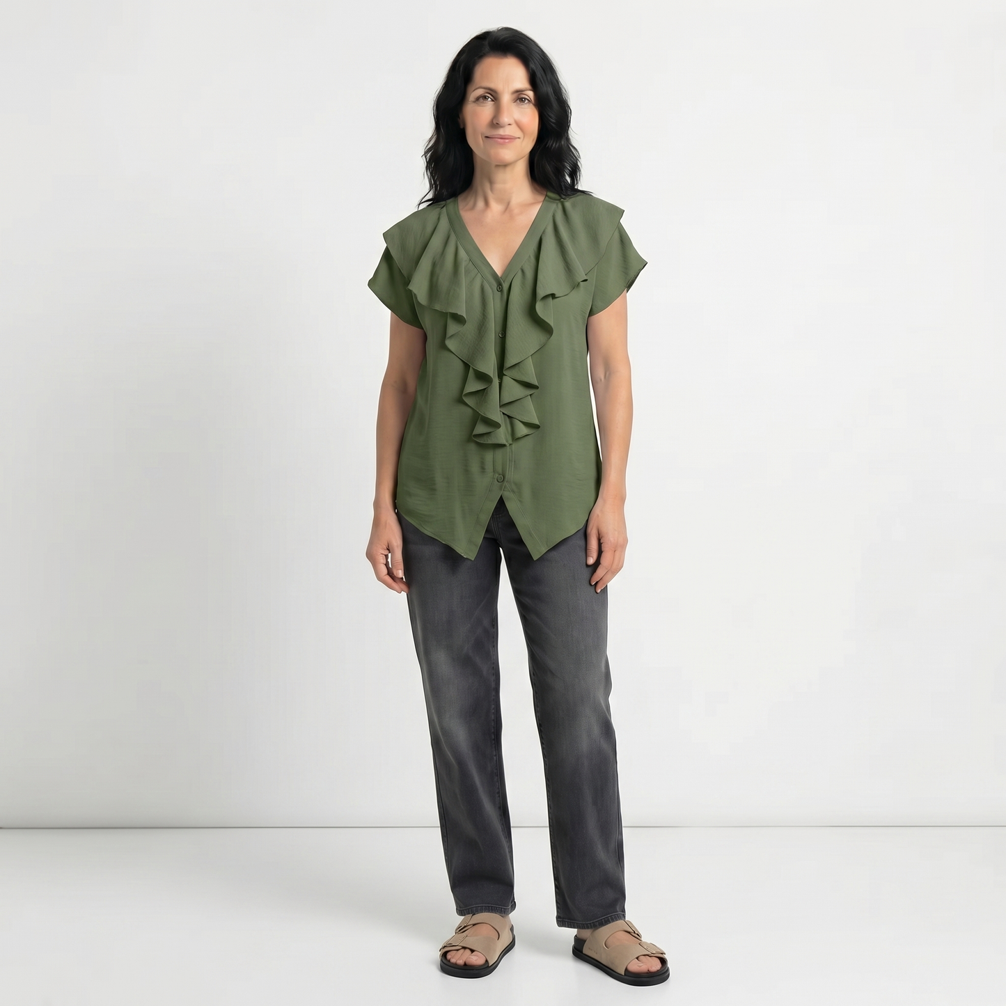 MÓNICA | BLUSA ELEGANTE CON VOLANTES